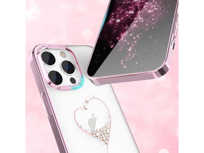 Kingxbar Wish Series (r��ov�) - Luxusn� ochrann� obal s kry�t�lmi na iPhone 14 Pro