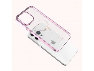 Kingxbar Wish Series (r��ov�) - Luxusn� ochrann� obal s kry�t�lmi na iPhone 14 Pro