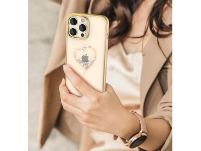 Kingxbar Wish Series (zlat) - Luxusn ochrann obal s krytlmi na iPhone 14
