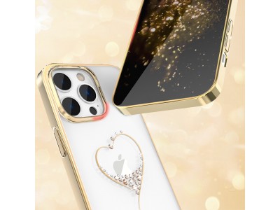Kingxbar Wish Series (zlatá) - Luxusný ochranný obal s kryštálmi na iPhone 14
