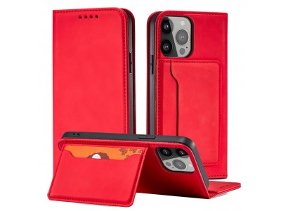 Magnet Card Case (�erven�) - Pe�a�enkov� puzdro s magnetick�m zatv�ran�m na iPhone 13