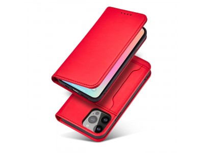 Magnet Card Case (�erven�) - Pe�a�enkov� puzdro s magnetick�m zatv�ran�m na iPhone 13