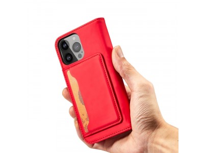 Magnet Card Case (�erven�) - Pe�a�enkov� puzdro s magnetick�m zatv�ran�m na iPhone 13