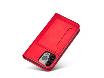Magnet Card Case (�erven�) - Pe�a�enkov� puzdro s magnetick�m zatv�ran�m na iPhone 13
