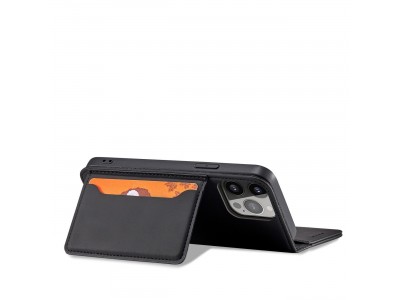 Magnet Card Case (�ierna) - Pe�a�enkov� puzdro s magnetick�m zatv�ran�m na iPhone 14 Pro Max