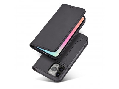 Magnet Card Case (�ierna) - Pe�a�enkov� puzdro s magnetick�m zatv�ran�m na iPhone 14 Pro Max