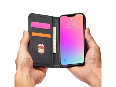 Magnet Card Case (�ierna) - Pe�a�enkov� puzdro s magnetick�m zatv�ran�m na iPhone 14 Pro Max