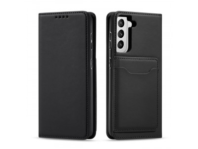 Magnet Card Case (černá) - Peněženkové pouzdro s magnetickým zatváraním na Samsung Galaxy S22+ (S22 Plus)
