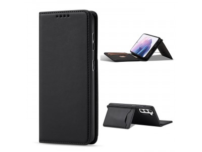 Magnet Card Case (�ierna) - Pe�a�enkov� puzdro s magnetick�m zatv�ran�m na Samsung Galaxy S22+ (S22 Plus)