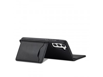 Magnet Card Case (�ierna) - Pe�a�enkov� puzdro s magnetick�m zatv�ran�m na Samsung Galaxy S22+ (S22 Plus)