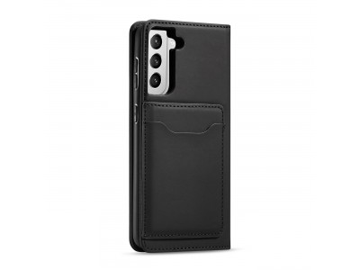 Magnet Card Case (�ierna) - Pe�a�enkov� puzdro s magnetick�m zatv�ran�m na Samsung Galaxy S22+ (S22 Plus)