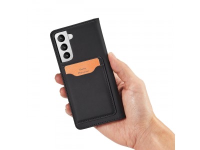 Magnet Card Case (�ierna) - Pe�a�enkov� puzdro s magnetick�m zatv�ran�m na Samsung Galaxy S22+ (S22 Plus)