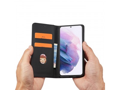 Magnet Card Case (�ierna) - Pe�a�enkov� puzdro s magnetick�m zatv�ran�m na Samsung Galaxy S22+ (S22 Plus)