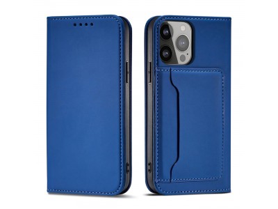 Magnet Card Case (modrá) - Peňaženkové puzdro s magnetickým zatváraním na Samsung Galaxy A23 5G