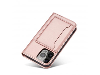 Magnet Card Case (ruov) - Peaenkov puzdro s magnetickm zatvranm na Samsung Galaxy S23