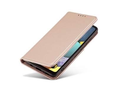 Magnet Card Case (ruov) - Peaenkov puzdro s magnetickm zatvranm na Samsung Galaxy A52 5G