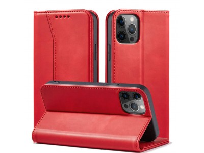 Magnet Fancy Case (�erven�) - Pe�a�enkov� puzdro s magnetick�m zatv�ran�m na iPhone 12 Pro Max