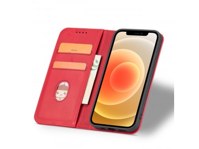 Magnet Fancy Case (�erven�) - Pe�a�enkov� puzdro s magnetick�m zatv�ran�m na iPhone 12 Pro Max