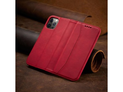 Magnet Fancy Case (�erven�) - Pe�a�enkov� puzdro s magnetick�m zatv�ran�m na iPhone 12 Pro Max