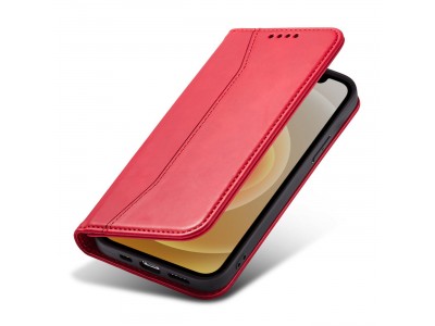 Magnet Fancy Case (�erven�) - Pe�a�enkov� puzdro s magnetick�m zatv�ran�m na iPhone 12 Pro Max