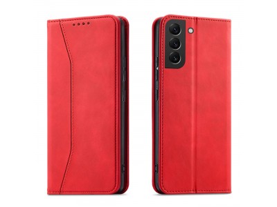 Magnet Fancy Case (červená) - Peněženkové pouzdro s magnetickým zatváraním na Samsung Galaxy S22+ (S22 Plus)
