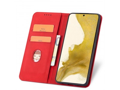 Magnet Fancy Case (�erven�) - Pe�a�enkov� puzdro s magnetick�m zatv�ran�m na Samsung Galaxy S22+ (S22 Plus)