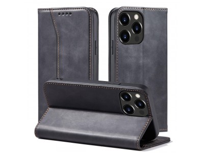 Magnet Fancy Case (�ern�) - Pen�enkov� pouzdro s magnetick�m zatv�ran�m na iPhone 14 Pro