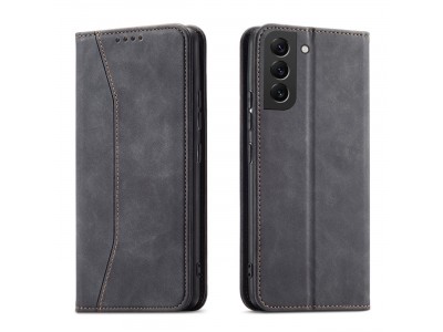 Magnet Fancy Case (čierna) - Peňaženkové puzdro s magnetickým zatváraním na Samsung Galaxy S23+