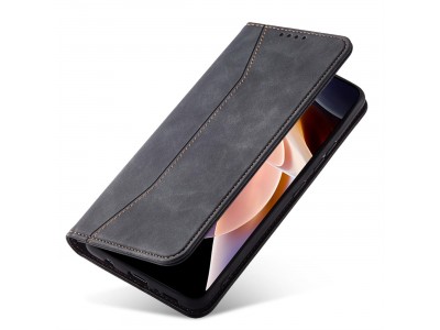 Magnet Fancy Case (čierna) - Peňaženkové puzdro s magnetickým zatváraním na Xiaomi Redmi Note 11
