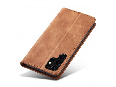 Magnet Fancy Case (hned�) - Pen�enkov� pouzdro s magnetick�m zatv�ran�m na Samsung Galaxy S22 Ultra