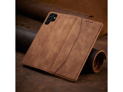 Magnet Fancy Case (hned�) - Pen�enkov� pouzdro s magnetick�m zatv�ran�m na Samsung Galaxy S22 Ultra