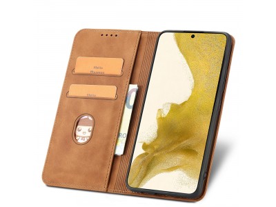 Magnet Fancy Case (hned�) - Pe�a�enkov� puzdro s magnetick�m zatv�ran�m na Samsung Galaxy S23 Ultra