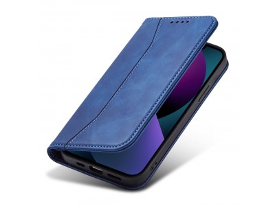 Magnet Fancy Case (modr�) - Pe�a�enkov� puzdro s magnetick�m zatv�ran�m na iPhone 13 mini