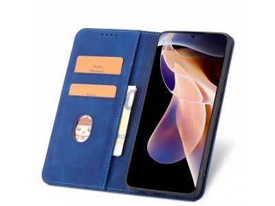 Magnet Fancy Case (modr�) - Pe�a�enkov� puzdro s magnetick�m zatv�ran�m na Xiaomi Redmi Note 11