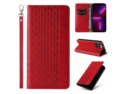 Magnet Strap Wallet Case (�erven�) - Magnetick� pe�a�enkov� puzdro na iPhone 13 Pro Max