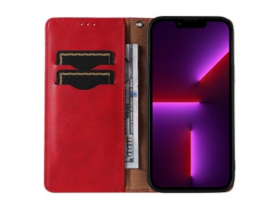 Magnet Strap Wallet Case (�erven�) - Magnetick� pe�a�enkov� puzdro na iPhone 13 Pro Max