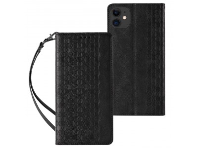 Magnet Strap Wallet Case (čierna) - Magnetické peňaženkové puzdro na iPhone 13