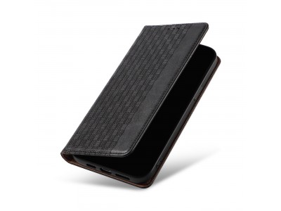 Magnet Strap Wallet Case (ierna) - Magnetick peaenkov puzdro na iPhone 14 Pro