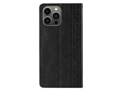 Magnet Strap Wallet Case (�ierna) - Magnetick� pe�a�enkov� puzdro na iPhone 14 Pro Max