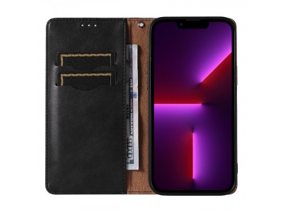 Magnet Strap Wallet Case (�ierna) - Magnetick� pe�a�enkov� puzdro na iPhone 14 Pro Max