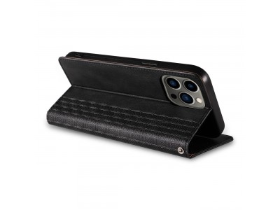Magnet Strap Wallet Case (�ierna) - Magnetick� pe�a�enkov� puzdro na iPhone 14 Pro Max