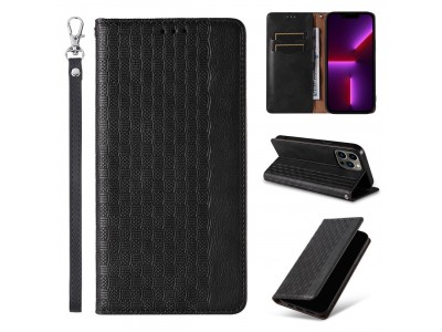 Magnet Strap Wallet Case (�ierna) - Magnetick� pe�a�enkov� puzdro na Samsung Galaxy A34 5G