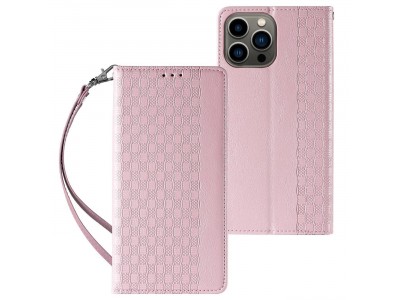 Magnet Strap Wallet Case (ru�ov�) - Magnetick� pe�a�enkov� puzdro na iPhone 14 Pro Max