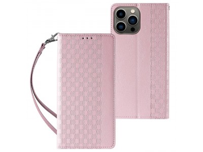 Magnet Strap Wallet Case (ružová) - Magnetické peňaženkové puzdro na Samsung Galaxy A34 5G
