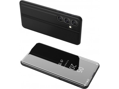 Mirror Standing Cover (čierna) - Zrkadlové puzdro pre Samsung Galaxy A24 4G