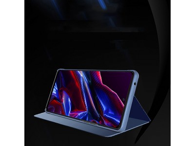 Mirror Standing Cover (modr�) - Zrkadlov� puzdro pre Xiaomi Redmi Note 12 Pro+