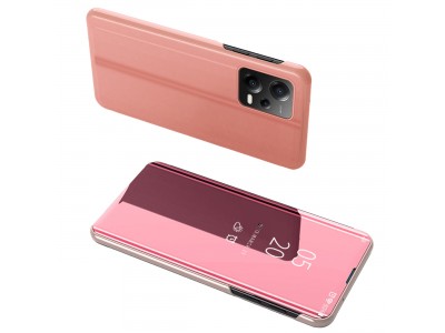 Mirror Standing Cover (ružová) - Zrkadlové puzdro pre Xiaomi Redmi Note 12 Pro