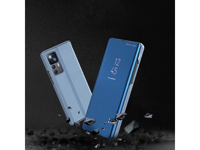 Mirror Standing Cover (�ierna) - Zrkadlov� puzdro pre Clear View Case case for Xiaomi 12T Pro / Xiaomi 12T
