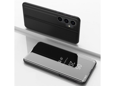 Mirror Standing Cover (čierna) - Zrkadlové puzdro pre Samsung Galaxy S23 FE