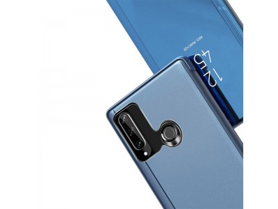 Mirror Standing Cover (ierne) - Zrkadlov puzdro pre Huawei Y6p